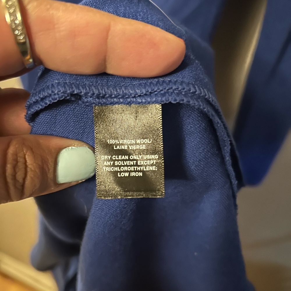 Lafayette 148 Dress - 100% Virgin wool Royal blue cowl neck long sleeve - Picture 7 of 10